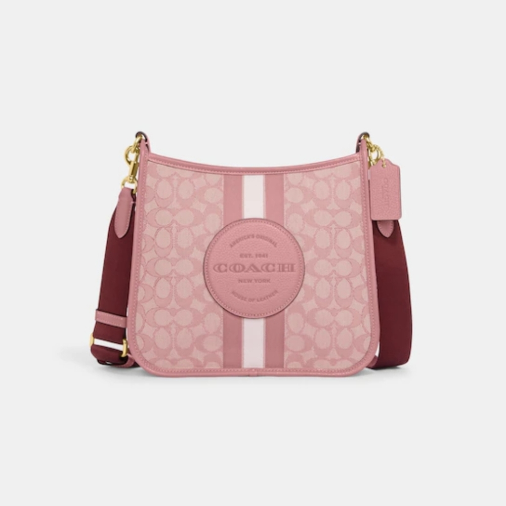 New! RARE 🩷 Dempsey File Bag In Signature Jacquard With Stripe And Coach Patch - Picture 4 of 4